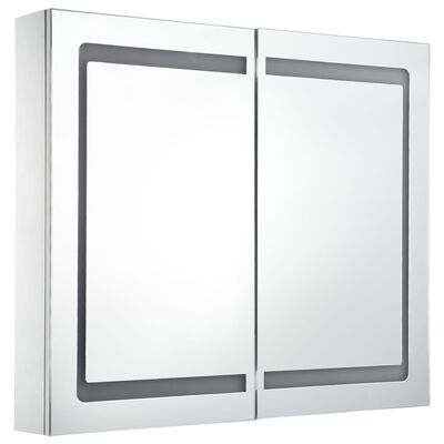 vidaXL tükrös fürdőszobaszekrény LED világítással 80 x 12,2 x 68 cm