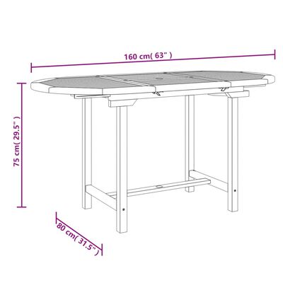vidaXL kihúzható tömör tíkfa kerti asztal 110-160 x 80 x 75 cm