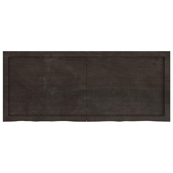 vidaXL sötétbarna kezelt tömör tölgyfa fali polc 120 x 50 x (2-4) cm