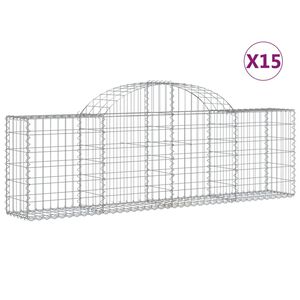 vidaXL 15 db &iacute;ves horganyzott vas gabion kos&aacute;r 200x30x60/80 cm