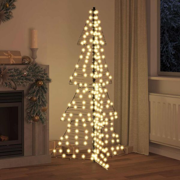 vidaXL Kar&aacute;csonyfa 240 LED-del Meleg feh&eacute;r 180 cm Rattan