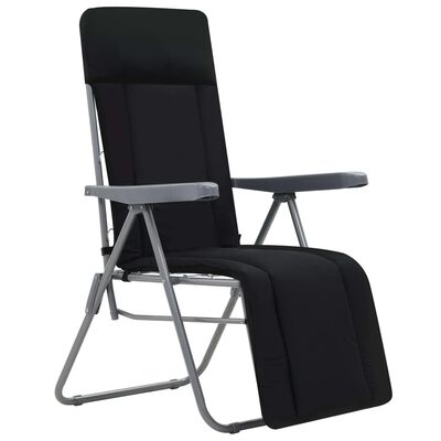 vidaXL 2 db fekete összecsukható kerti szék párnával
