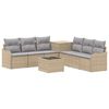 vidaXL Kanap&eacute; Szett 8 db Beige &eacute;s Vil&aacute;gossz&uuml;rke Poli rattan &eacute;s ac&eacute;l