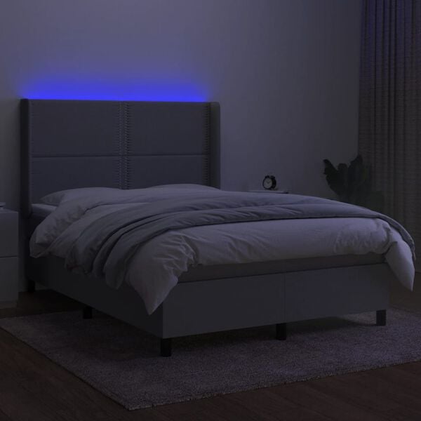 vidaXL vil&aacute;gossz&uuml;rke sz&ouml;vet rug&oacute;s &eacute;s LED-es &aacute;gy matraccal 140x190 cm