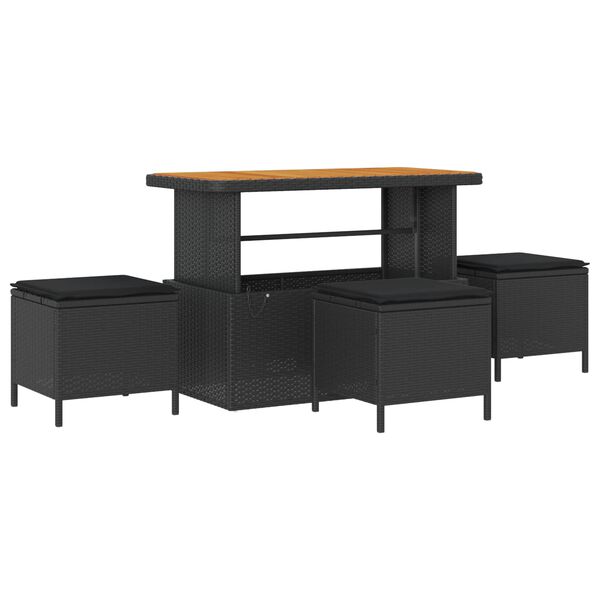 vidaXL Kerti Kanap&eacute; Szett p&aacute;rn&aacute;val t&aacute;rol&oacute;val 13 pcs Fekete Poly Rattan