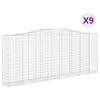 vidaXL 9 db íves horganyzott vas gabion kosár 400x50x160/180 cm