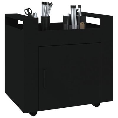 vidaXL fekete szerelt fa asztal-kocsi 60 x 45 x 60 cm