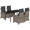 vidaXL 5 r&eacute;szes sz&uuml;rke polyrattan kerti &eacute;tkezőgarnit&uacute;ra p&aacute;rn&aacute;val