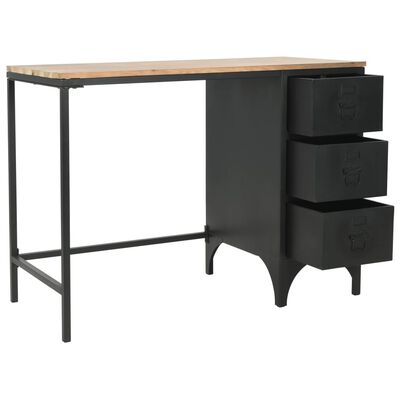 vidaXL szekrényes íróasztal tömör fenyőfából és acélból 100x50x76 cm