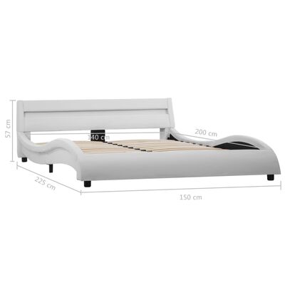 vidaXL fehér LED-es műbőr ágykeret 140 x 200 cm