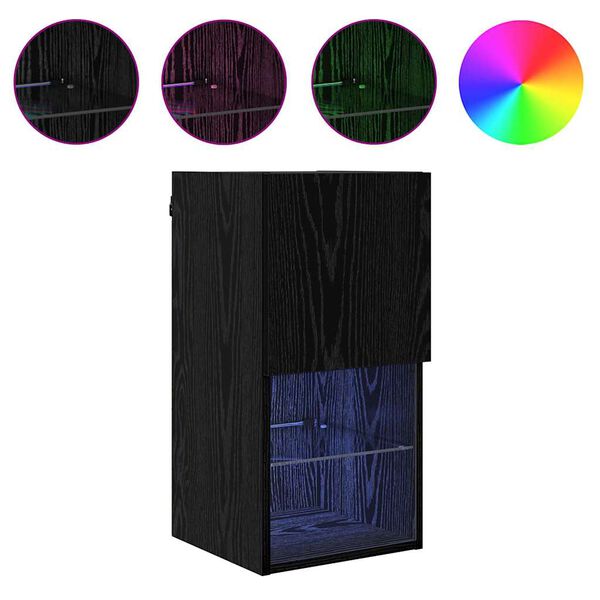 vidaXL Fali TV szekr&eacute;nyek 2 pcs Fekete t&ouml;lgy 30,5 x 30 x 60 cm Faanyag