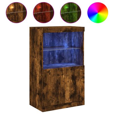 vidaXL füstös tölgy színű tálalószekrény LED-ekkel 60,5 x 37 x 100 cm