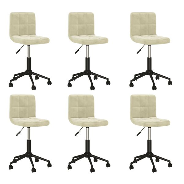 vidaXL 6 db krémszínű bársony forgó étkezőszék