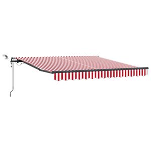 vidaXL Beh&uacute;zhat&oacute; napellenző Piros &eacute;s Feh&eacute;r 300 x 250 cm Poli&eacute;szter