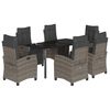 vidaXL 7 r&eacute;szes sz&uuml;rke polyrattan kerti &eacute;tkezőgarnit&uacute;ra p&aacute;rn&aacute;val