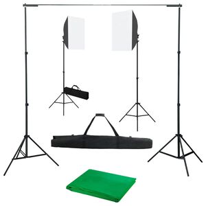 vidaXL fot&oacute;st&uacute;di&oacute;-felszerel&eacute;s softbox l&aacute;mp&aacute;kkal &eacute;s h&aacute;tt&eacute;rrel