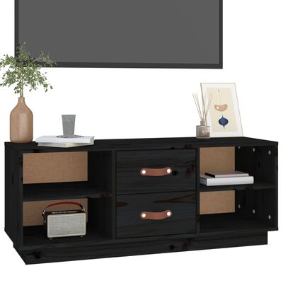 vidaXL fekete tömör fenyőfa TV-szekrény 100 x 34 x 40 cm