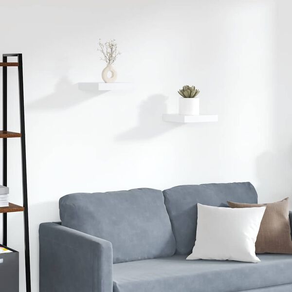 vidaXL 2 db feh&eacute;r MDF lebegő fali polc 23 x 23,5 x 3,8 cm