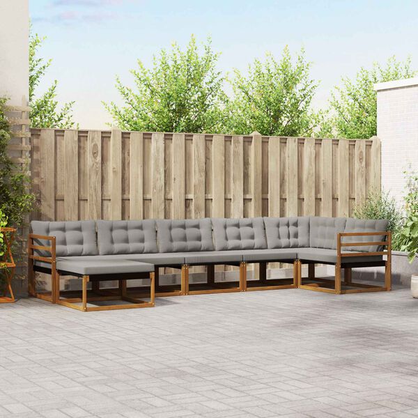 vidaXL K&uuml;lt&eacute;ri kanap&eacute; szett 7 pcs Term&eacute;szetes &eacute;s Vil&aacute;gossz&uuml;rke