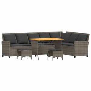 vidaXL 4 r&eacute;szes sz&uuml;rke polyrattan kerti &uuml;lőgarnit&uacute;ra p&aacute;rn&aacute;kkal L-alak&uacute;