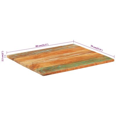 vidaXL négyszögű tömör újrahasznosított fa asztallap 70x80 cm 25-27 mm