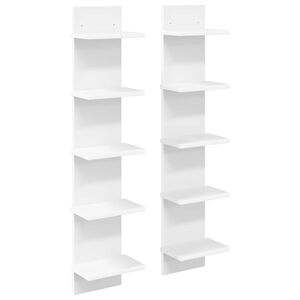 vidaXL Falpolc 2 db Feh&eacute;r 22 x 15 x 100 cm Szerelt Fa