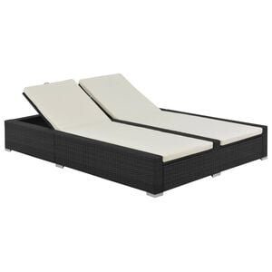 vidaXL fekete k&eacute;tszem&eacute;lyes polyrattan napoz&oacute;&aacute;gy