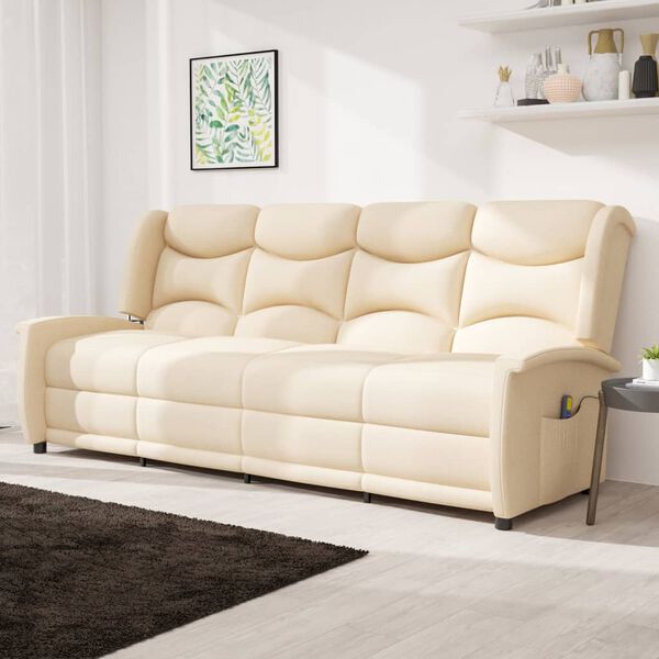 vidaXL 4 személyes krém szövet dönthető masszázsfotel