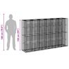 vidaXL Gabion emelt &aacute;gy 3 pcs Ez&uuml;st 250 x 50 x 150 cm Horganyzott ac&eacute;l