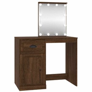vidaXL barna t&ouml;lgysz&iacute;nű szerelt fa pipereasztal LED-del 90x50x132,5 cm
