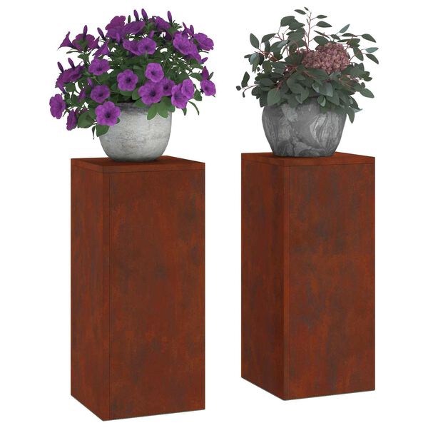 vidaXL N&ouml;v&eacute;ny&aacute;llv&aacute;ny 2 pcs Rozsd&aacute;s 24 x 24 x 55 cm Időj&aacute;r&aacute;s&aacute;ll&oacute; ac&eacute;l