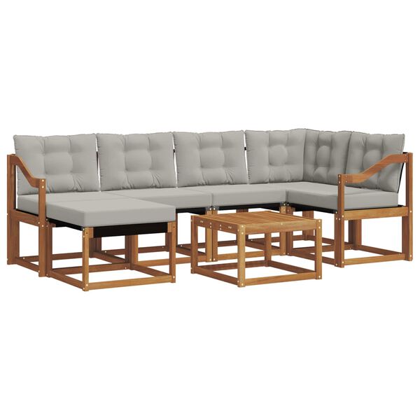 vidaXL K&uuml;lt&eacute;ri kanap&eacute; szett 7 pcs Term&eacute;szetes &eacute;s Vil&aacute;gossz&uuml;rke