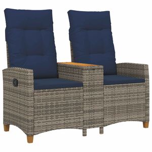 vidaXL D&ouml;nthető pad asztallal 2 -Seater 126 x 65 x 112 cm polirattan