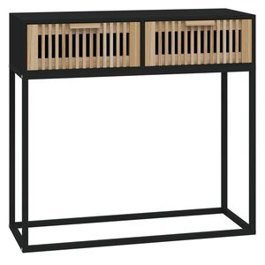 vidaXL fekete szerelt fa &eacute;s vas t&aacute;lal&oacute;asztal 80 x 30 x 75 cm