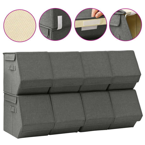 vidaXL 8 db sz&uuml;rke sz&ouml;vet egym&aacute;sra rakhat&oacute; t&aacute;rol&oacute;doboz fed&eacute;llel