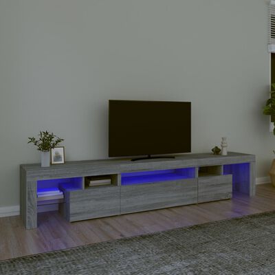 vidaXL szürke sonoma színű TV-szekrény LED-lámpákkal 215x36,5x40 cm