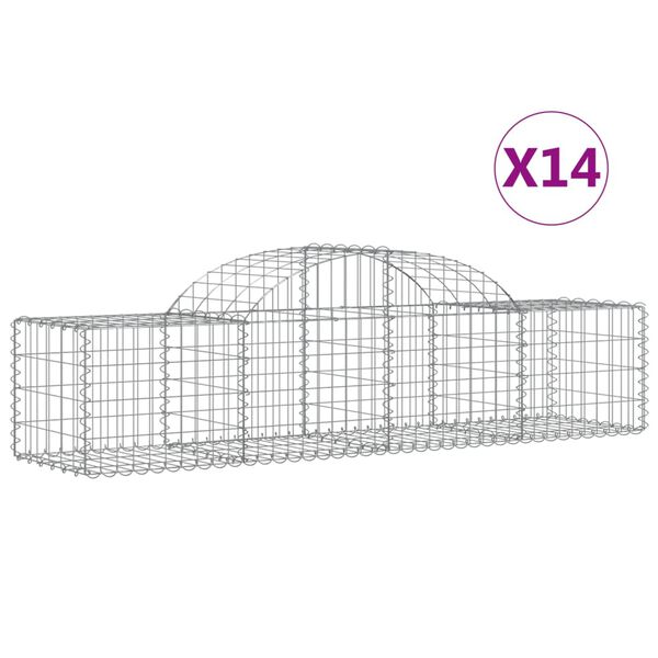 vidaXL 14 db íves horganyzott vas gabion kosár 200x50x40/60 cm
