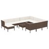 vidaXL 12 r&eacute;szes barna polyrattan kerti &uuml;lőgarnit&uacute;ra p&aacute;rn&aacute;kkal
