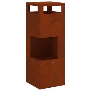 vidaXL Tűzgy&uacute;jt&oacute; t&aacute;l Barna 35 x 35 x 100 cm Időj&aacute;r&aacute;s&aacute;ll&oacute; ac&eacute;l