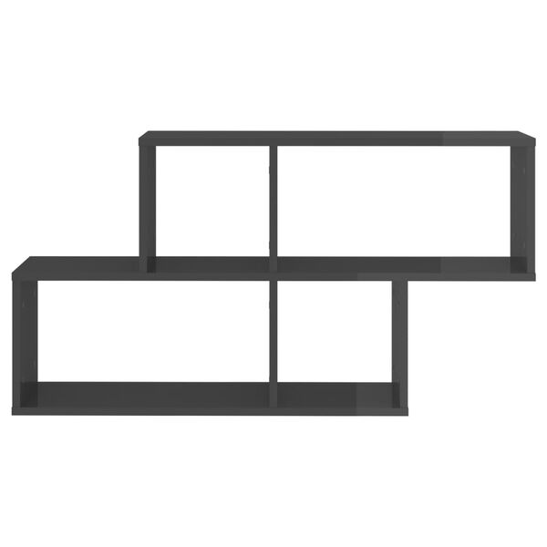 vidaXL magasfényű szürke szerelt fa fali polc 100 x 18 x 53 cm