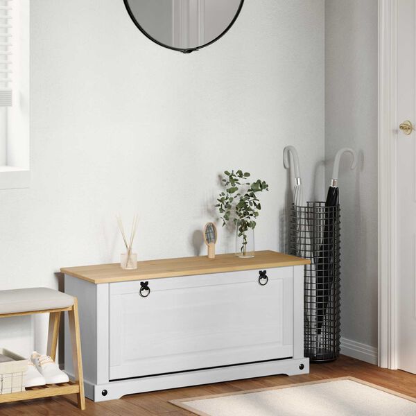 vidaXL Cipőszekr&eacute;ny Corona Feh&eacute;r 99 x 32 x 49 cm T&ouml;m&ouml;r fenyőfa