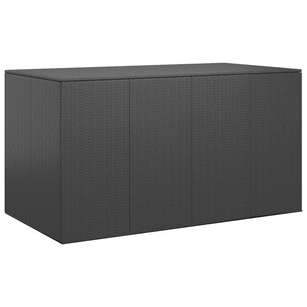 vidaXL fekete polyrattan kerti p&aacute;rnatart&oacute; doboz 194 x 100 x 103 cm