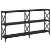 vidaXL Konzolasztal Fekete t&ouml;lgy 156 x 28 x 80,5 cm Szerelt Fa