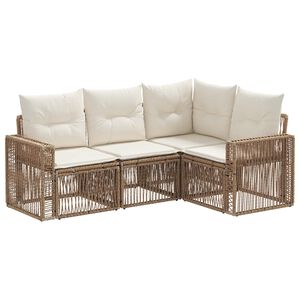 vidaXL Kerti Kanap&eacute; Szett 4 db 4-szem&eacute;lyes Beige &eacute;s Kr&eacute;msz&iacute;nű