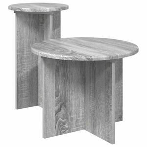 vidaXL Kisasztal k&eacute;szlet 2 db Sz&uuml;rke Sonoma &Oslash; 45 x 35 cm Szerelt Fa