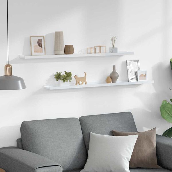 vidaXL 2 db magasf&eacute;nyű feh&eacute;r fali polc 100 x 9 x 3 cm