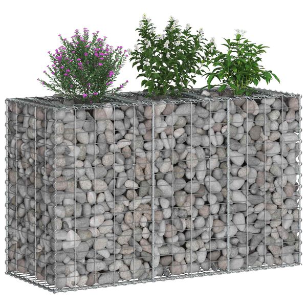 vidaXL Gabion emelt &aacute;gy Ez&uuml;st 130 x 50 x 80 cm Horganyzott ac&eacute;l