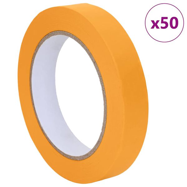 vidaXL Festő Maszkol&oacute; Szalagok 50 pcs S&aacute;rga 19mm x 50m Pap&iacute;r