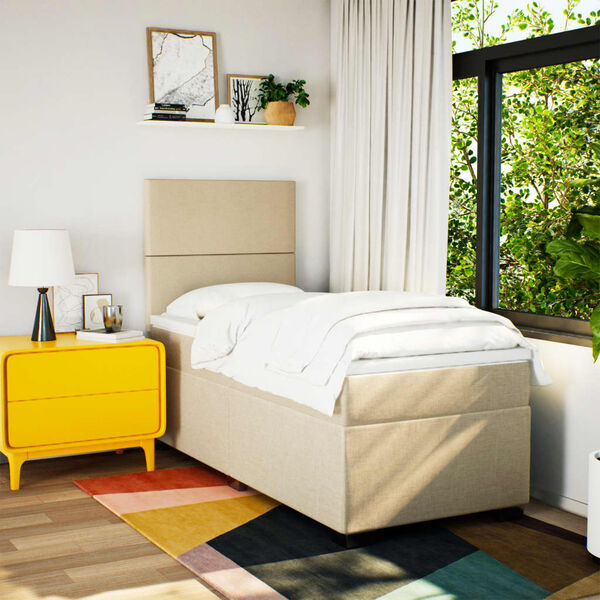 vidaXL kr&eacute;msz&iacute;nű sz&ouml;vet rug&oacute;s &aacute;gy matraccal 100 x 200 cm