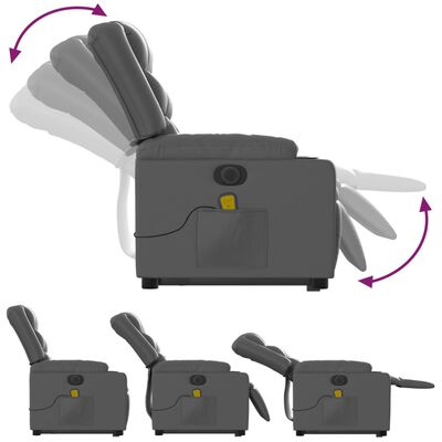 vidaXL elektromos szürke műbőr felállást segítő dönthető masszázsfotel